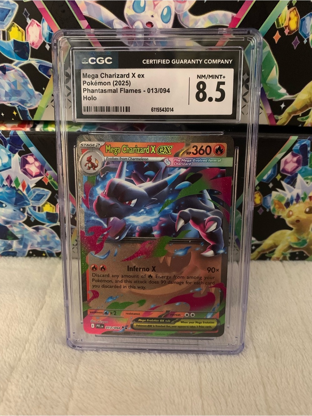 Pokemon Mega Charizard X EX Holo Graded Card - 8.5 phantasmal flames